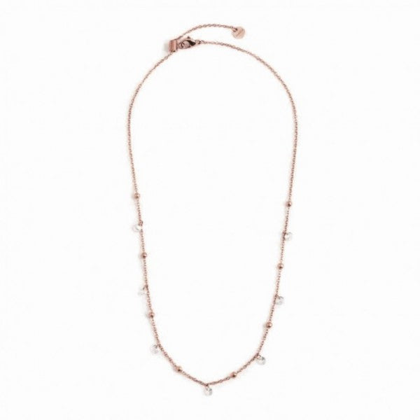 2CO0064R-W COLLANA ROSE' 45CM CON CRISTALLI BIANCHI E SFERE