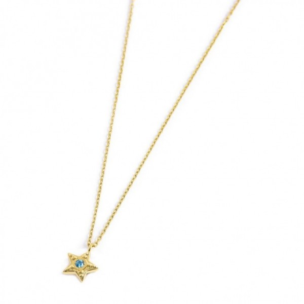 Collana Stella Pendente Con Zircone Azzurro - Gioielleria Fondente