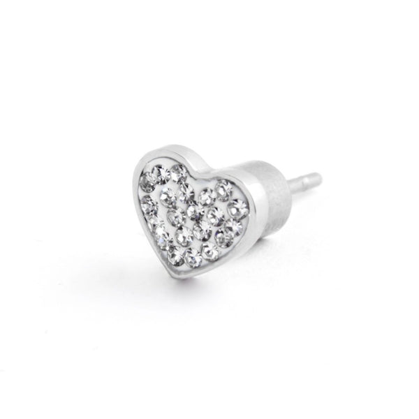 18or068 Mono Orecchino a lobo cuore strass