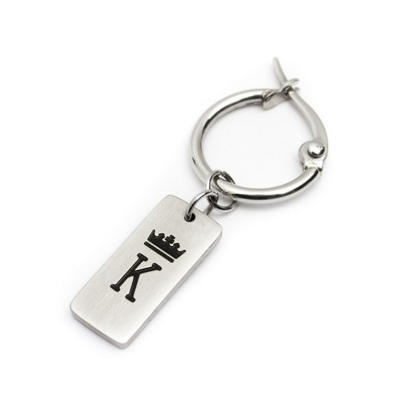 18or058 Mono Orecchino cerchio con targhetta k