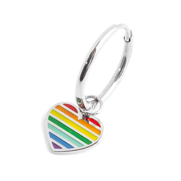 18or070 Mono Orecchino con pendente cuore arcobaleno
