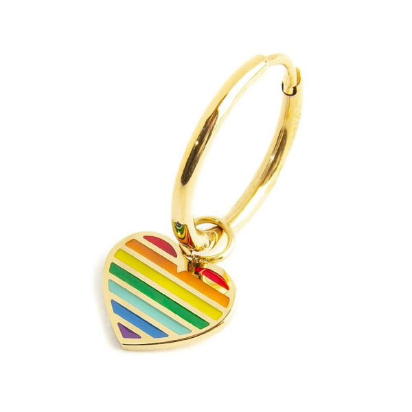18or070g Mono Orecchino con pendente cuore arcobaleno