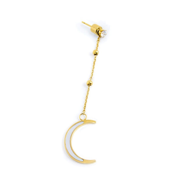 33or0004g Mono Orecchino pendente luna madreperla cristalli