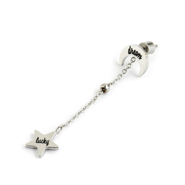 18or064 Mono Orecchino luna e stella pendente