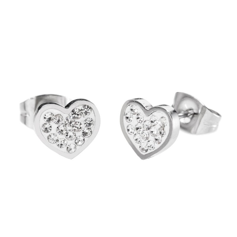 18or027 Orecchini cuore con strass