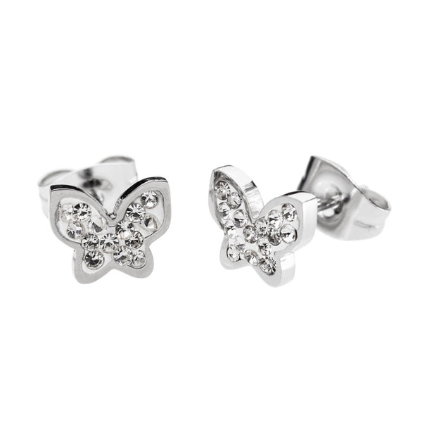 18or028 Orecchini farfalla con strass
