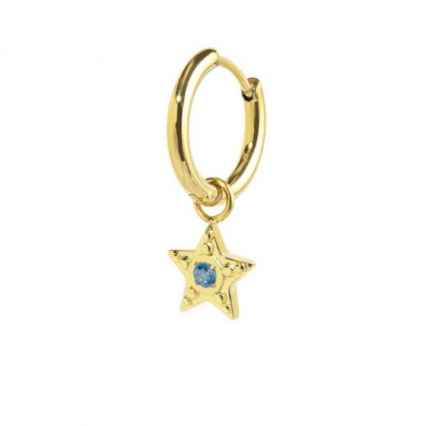 18OR087G ORECCHINO A CERCHIO STELLA PENDENTE CON ZIRCONE AZZURRO