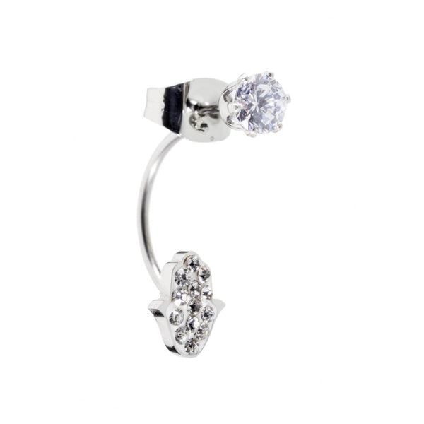 18or032 Orecchino mano fatima strass e zircone