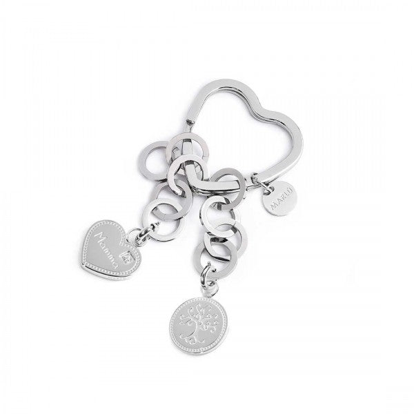15PC021 PORTACHIAVI A CUORE CON PENDENTI MAMMA E ALBERO DEI VALORI